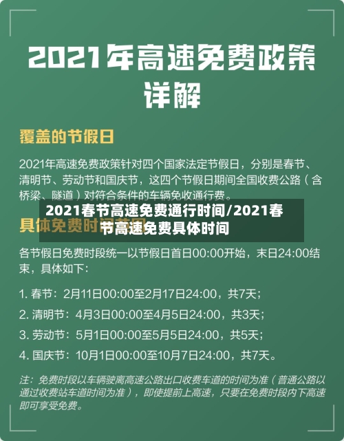 2021春节高速免费通行时间/2021春节高速免费具体时间-第2张图片