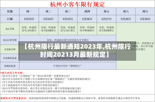 【杭州限行最新通知2023年,杭州限行时间20213月最新规定】