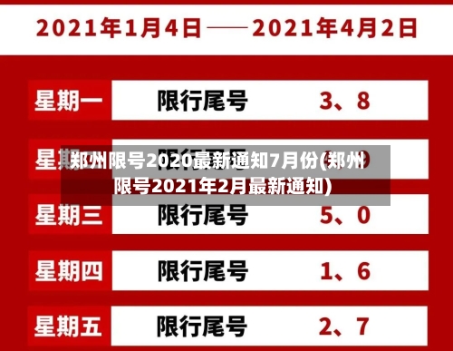 郑州限号2020最新通知7月份(郑州限号2021年2月最新通知)