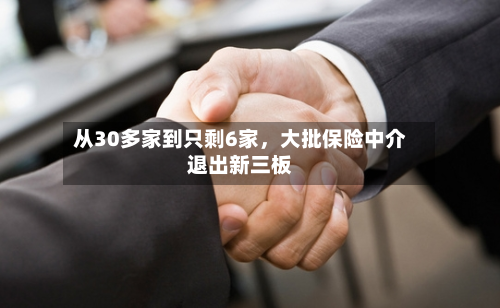 从30多家到只剩6家，大批保险中介退出新三板