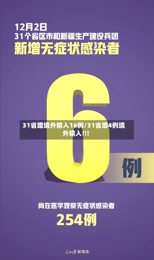 31省增境外输入16例/31省增4例境外输入!!!