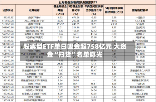 股票型ETF单日吸金超758亿元 大资金“扫货”名单曝光-第3张图片
