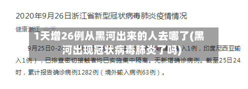 1天增26例从黑河出来的人去哪了(黑河出现冠状病毒肺炎了吗)