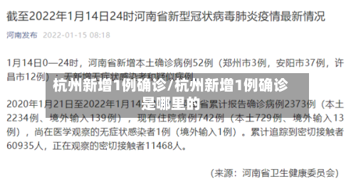 杭州新增1例确诊/杭州新增1例确诊是哪里的