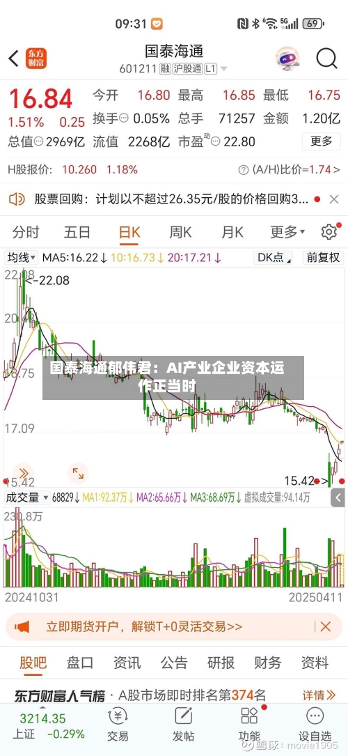 国泰海通郁伟君：AI产业企业资本运作正当时