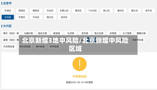 北京新增3地中风险/北京新增中风险区域
