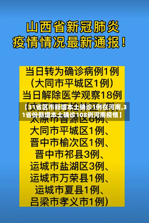 【31省区市新增本土确诊1例在河南,31省份新增本土确诊108例河南疫情】-第3张图片
