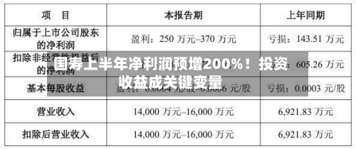 国寿上半年净利润预增200%！投资收益成关键变量-第3张图片
