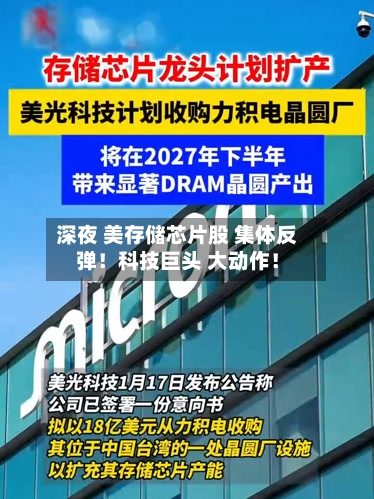 深夜 美存储芯片股 集体反弹！科技巨头 大动作！