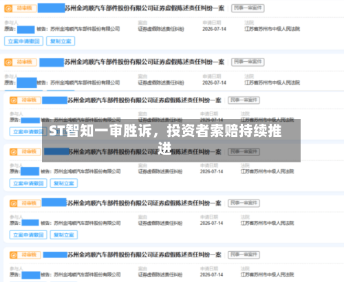 ST智知一审胜诉，投资者索赔持续推进