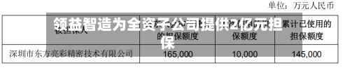 领益智造为全资子公司提供2亿元担保