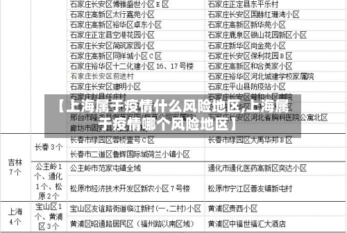 【上海属于疫情什么风险地区,上海属于疫情哪个风险地区】