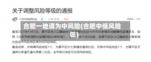 合肥一地调为中风险(合肥中低风险区)