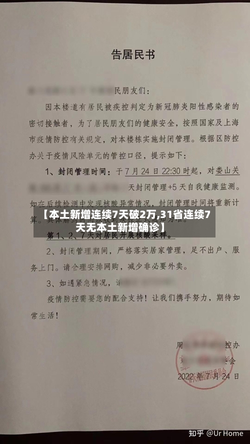 【本土新增连续7天破2万,31省连续7天无本土新增确诊】