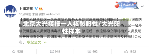 北京大兴接报一人核酸阳性/大兴阳性样本