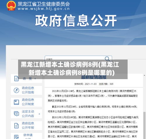 黑龙江新增本土确诊病例8例(黑龙江新增本土确诊病例8例是哪里的)