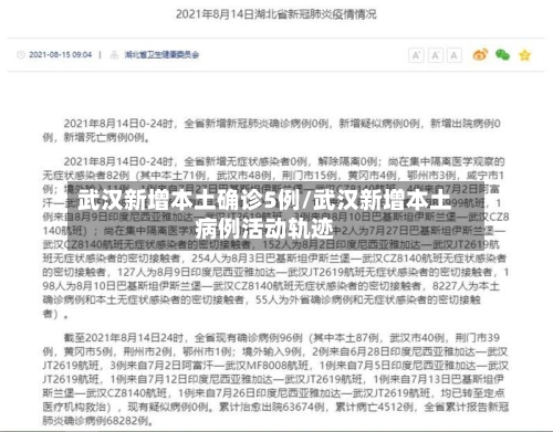 武汉新增本土确诊5例/武汉新增本土病例活动轨迹