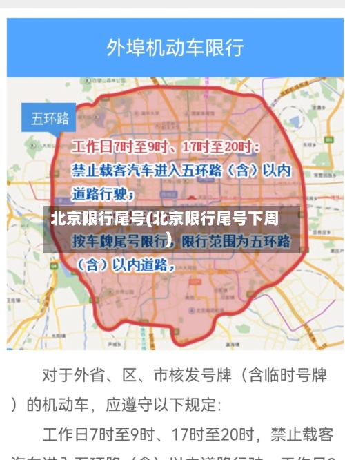 北京限行尾号(北京限行尾号下周)