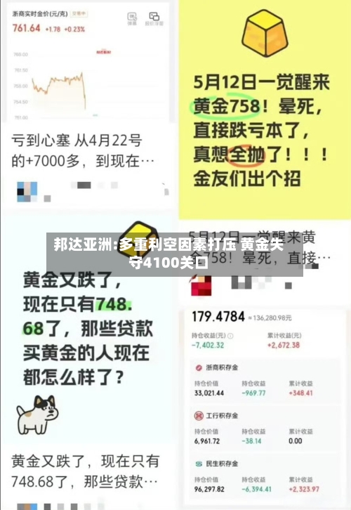 邦达亚洲:多重利空因素打压 黄金失守4100关口