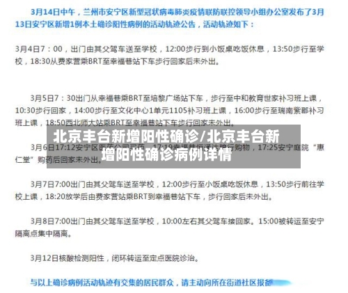 北京丰台新增阳性确诊/北京丰台新增阳性确诊病例详情-第2张图片