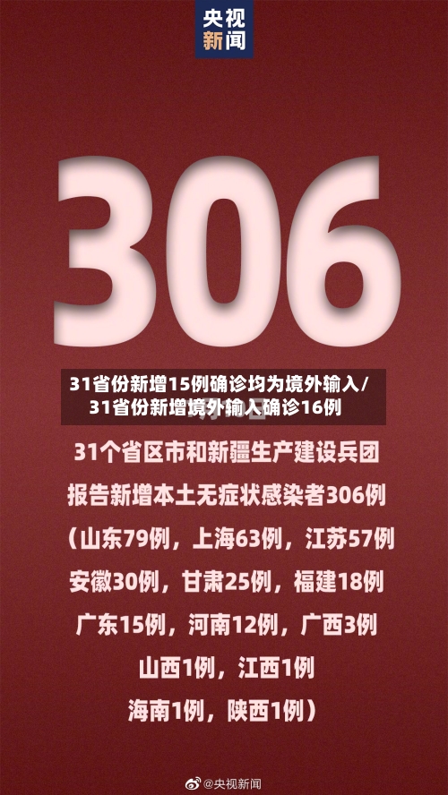31省份新增15例确诊均为境外输入/31省份新增境外输入确诊16例