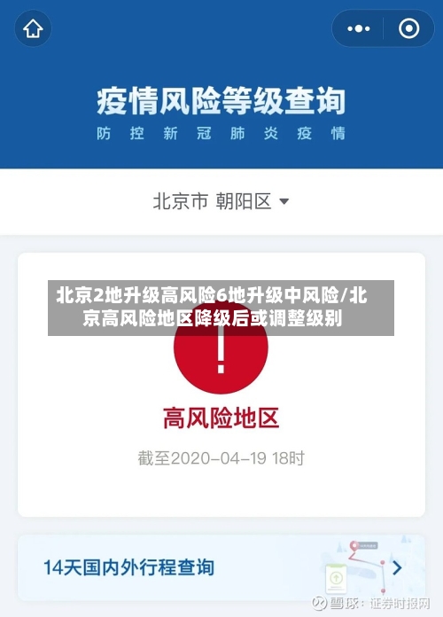 北京2地升级高风险6地升级中风险/北京高风险地区降级后或调整级别