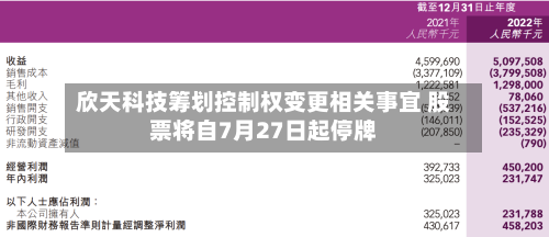 欣天科技筹划控制权变更相关事宜 股票将自7月27日起停牌-第3张图片