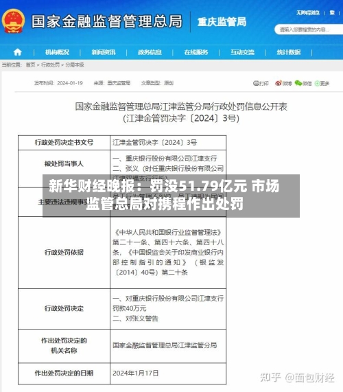 新华财经晚报：罚没51.79亿元 市场监管总局对携程作出处罚