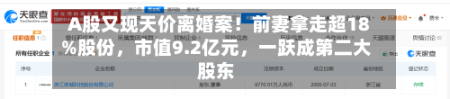 A股又现天价离婚案！前妻拿走超18%股份，市值9.2亿元	，一跃成第二大股东-第2张图片