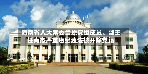 海南省人大常委会原党组成员、副主任肖杰严重违纪违法被开除党籍