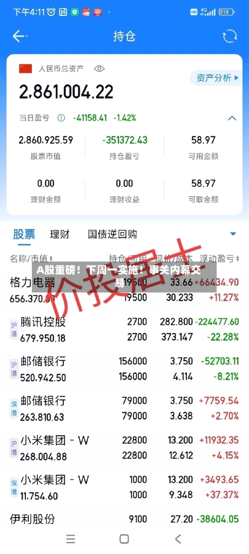 A股重磅！下周一实施！事关内幕交易
