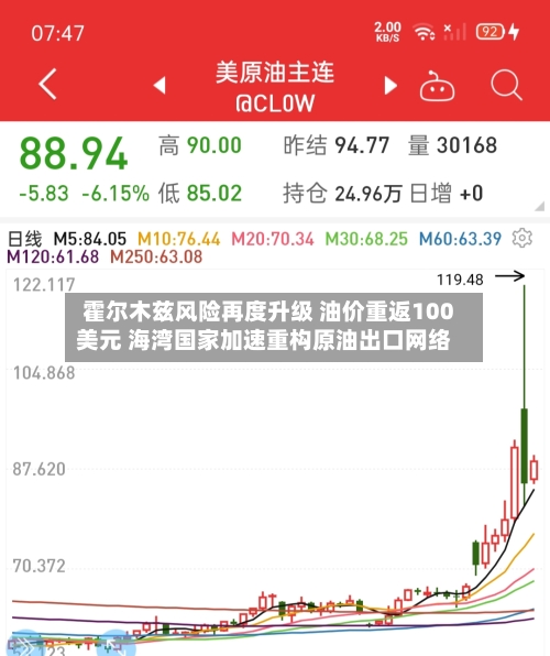 霍尔木兹风险再度升级 油价重返100美元 海湾国家加速重构原油出口网络