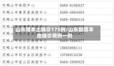 山东增本土确诊175例/山东新增本地确诊病例一例