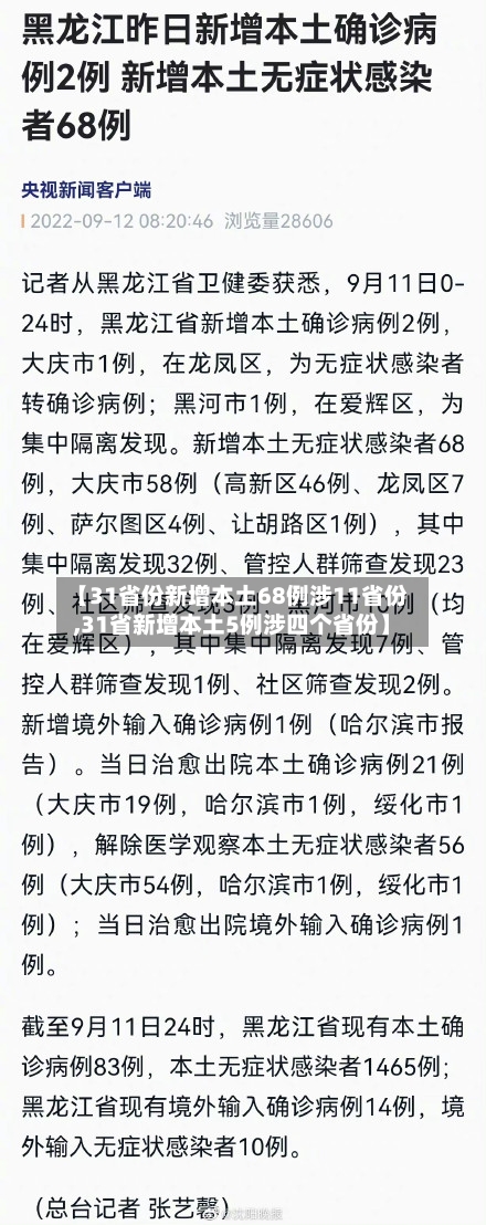 【31省份新增本土68例涉11省份,31省新增本土5例涉四个省份】