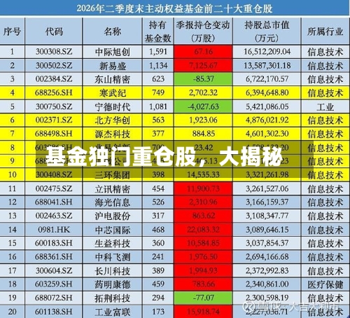 基金独门重仓股，大揭秘