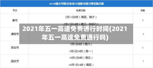 2021年五一高速免费通行时间(2021年五一高速免费通行吗)