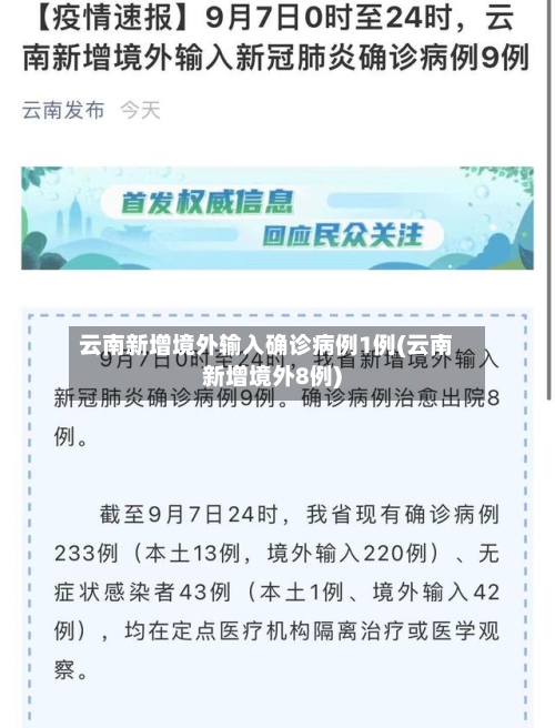 云南新增境外输入确诊病例1例(云南新增境外8例)