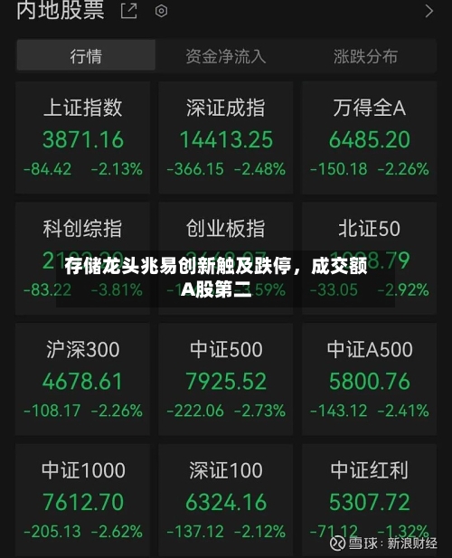 存储龙头兆易创新触及跌停，成交额A股第二