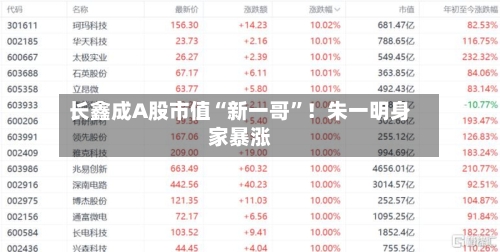 长鑫成A股市值“新一哥”！朱一明身家暴涨