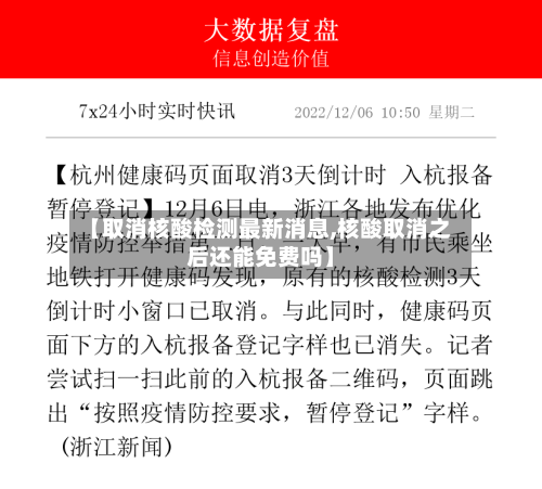【取消核酸检测最新消息,核酸取消之后还能免费吗】