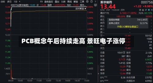 PCB概念午后持续走高 景旺电子涨停