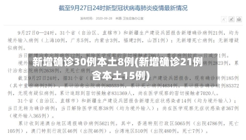 新增确诊30例本土8例(新增确诊21例含本土15例)