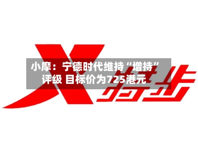 小摩：宁德时代维持“增持”评级 目标价为725港元