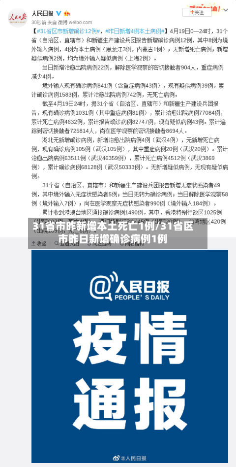 31省市昨新增本土死亡1例/31省区市昨日新增确诊病例1例-第2张图片