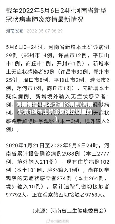 河南新增1例本土确诊病例(河南新增1例本土确诊病例是哪里的)-第2张图片