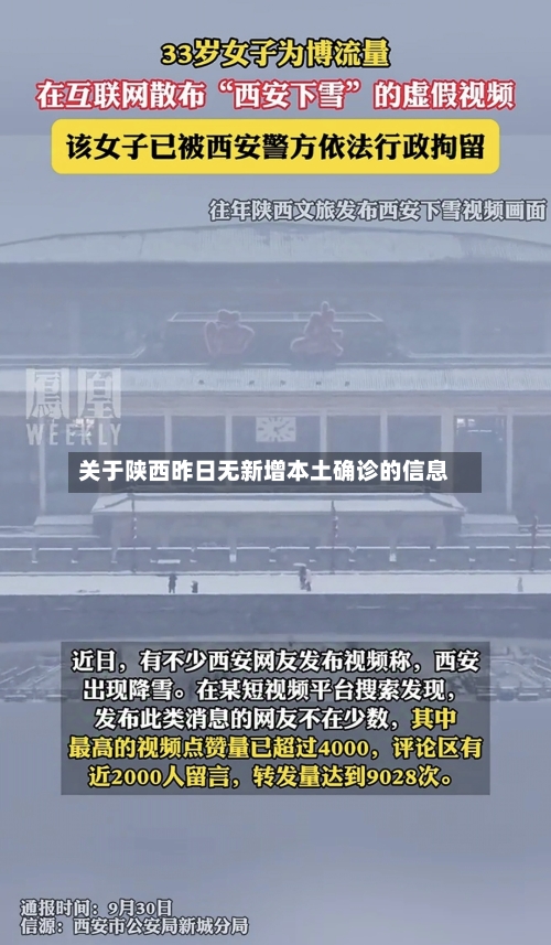 关于陕西昨日无新增本土确诊的信息