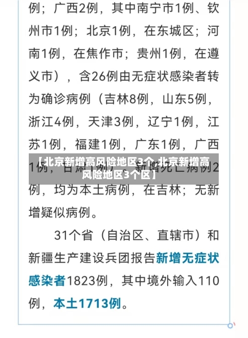 【北京新增高风险地区3个,北京新增高风险地区3个区】