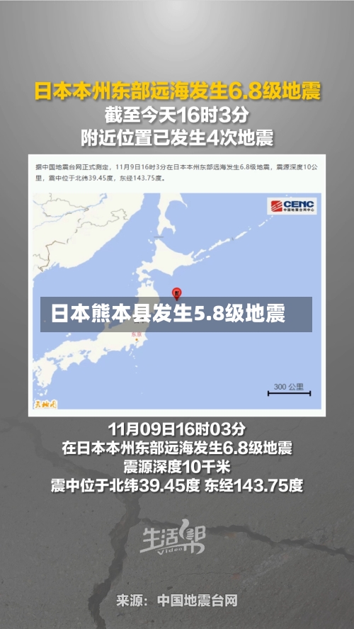 日本熊本县发生5.8级地震