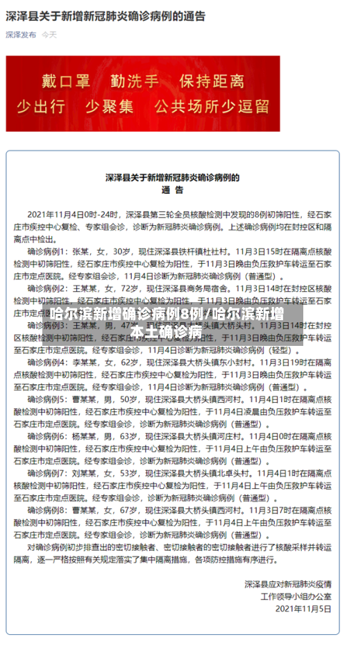 哈尔滨新增确诊病例8例/哈尔滨新增本土确诊病