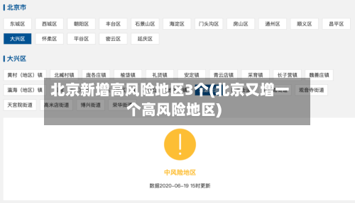 北京新增高风险地区3个(北京又增一个高风险地区)
